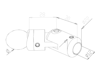 12mm Inline Adjustable Crossbar Holders - Model 2912 CAD Drawing